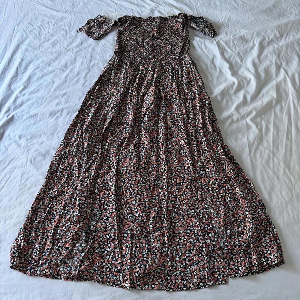 Blush BJ Floral Smocked Off-Shoulder Maxi Dress Size M Rayon Boho Floral